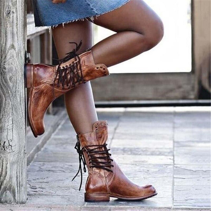 Charlotte™ | Leather Lace-Up Boots