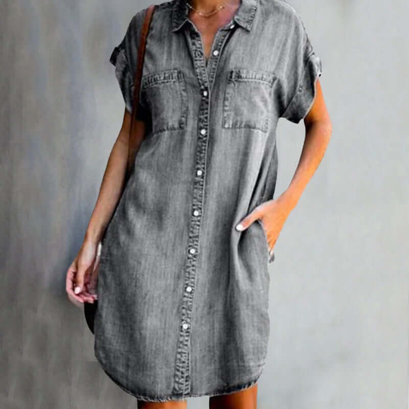 Valerie | Elegant denim dress with belly coverage