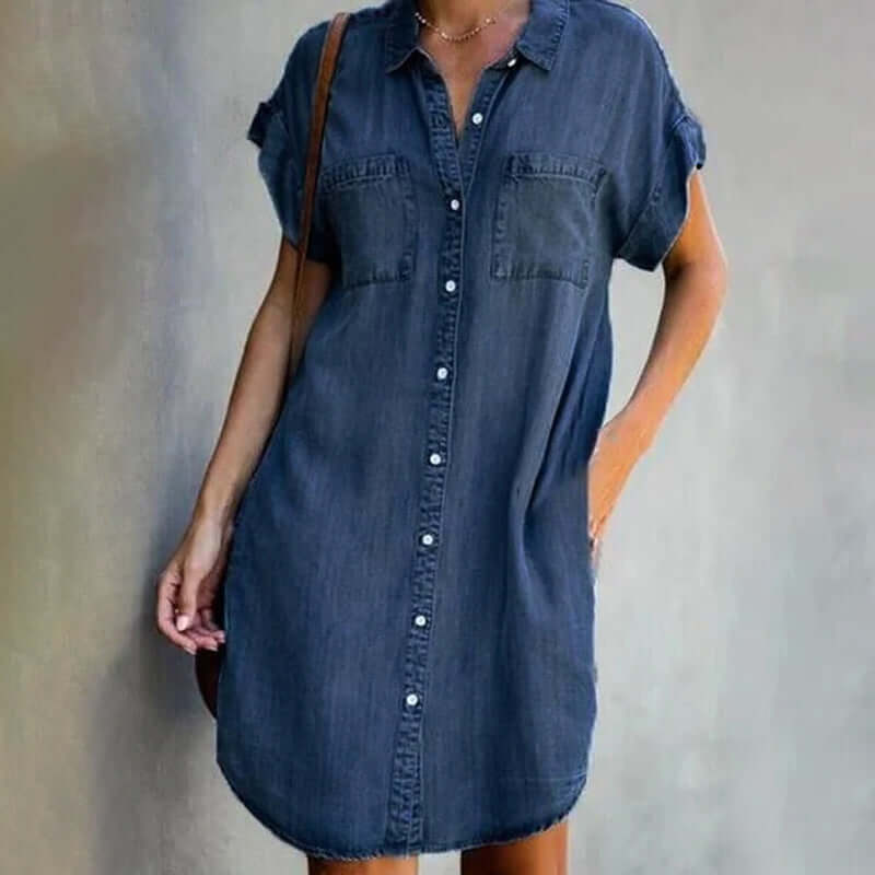 Valerie | Elegant denim dress with belly coverage