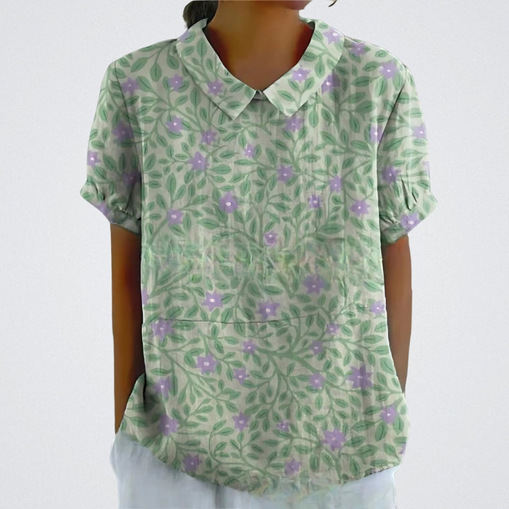 Lina | Bluza lniana w kwiaty