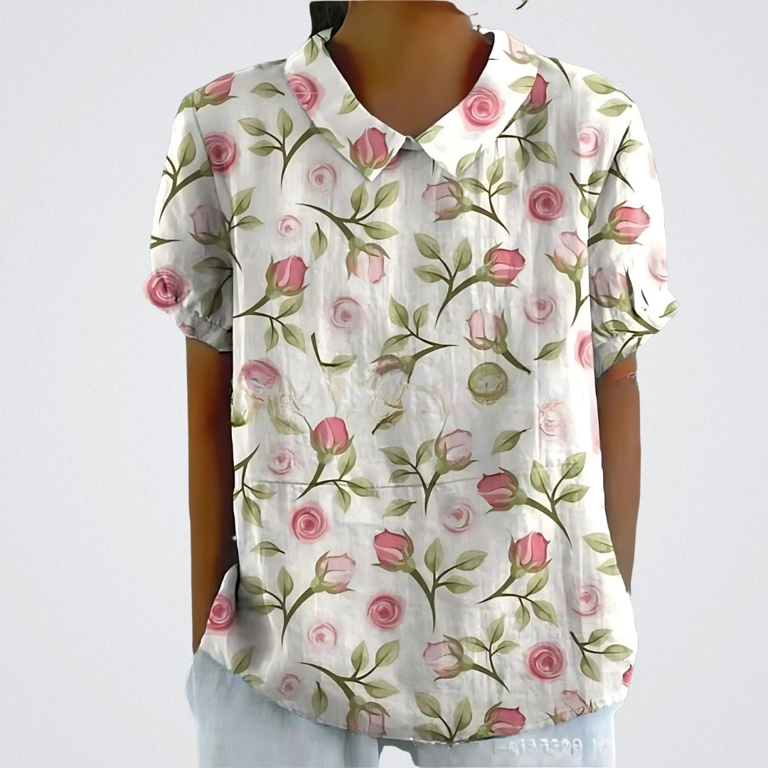 Lina | Bluza lniana w kwiaty