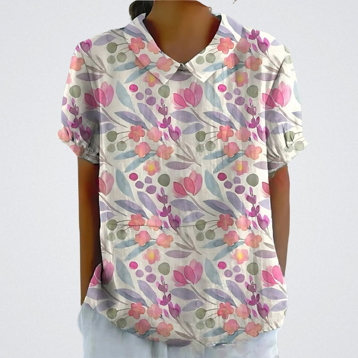 Lina | Bluza lniana w kwiaty