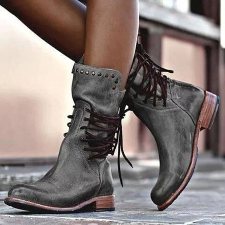 Charlotte™ | Leather Lace-Up Boots