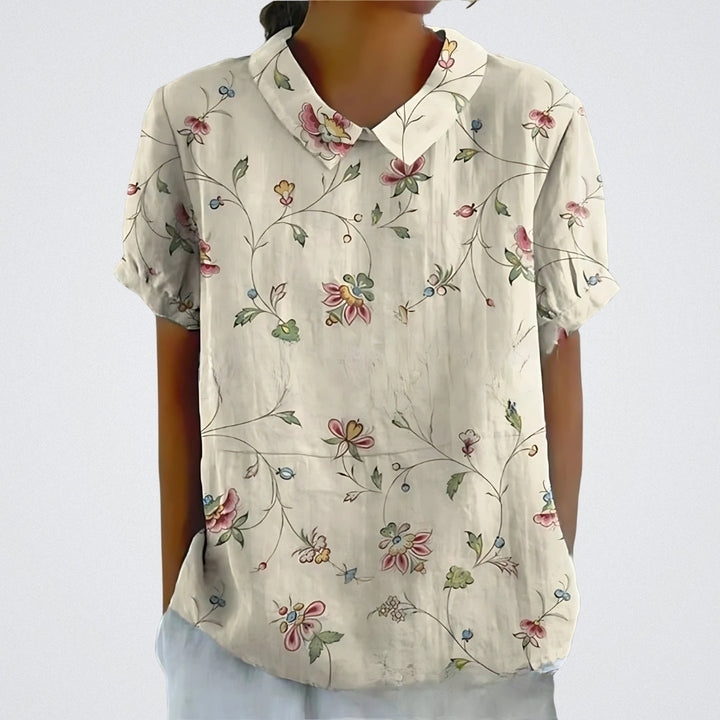 Lina | Bluza lniana w kwiaty