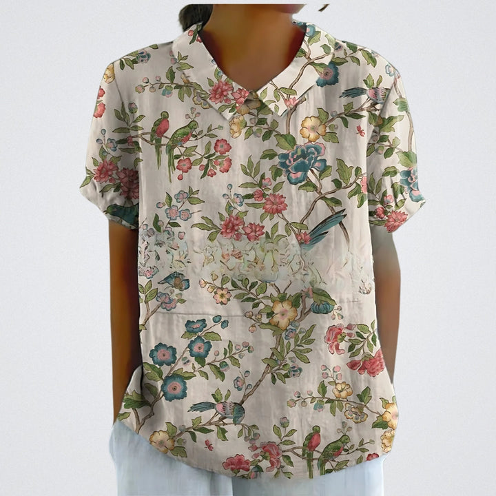 Lina | Bluza lniana w kwiaty