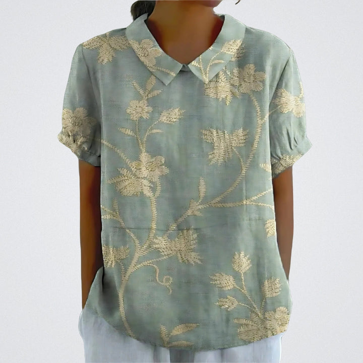 Lina | Bluza lniana w kwiaty
