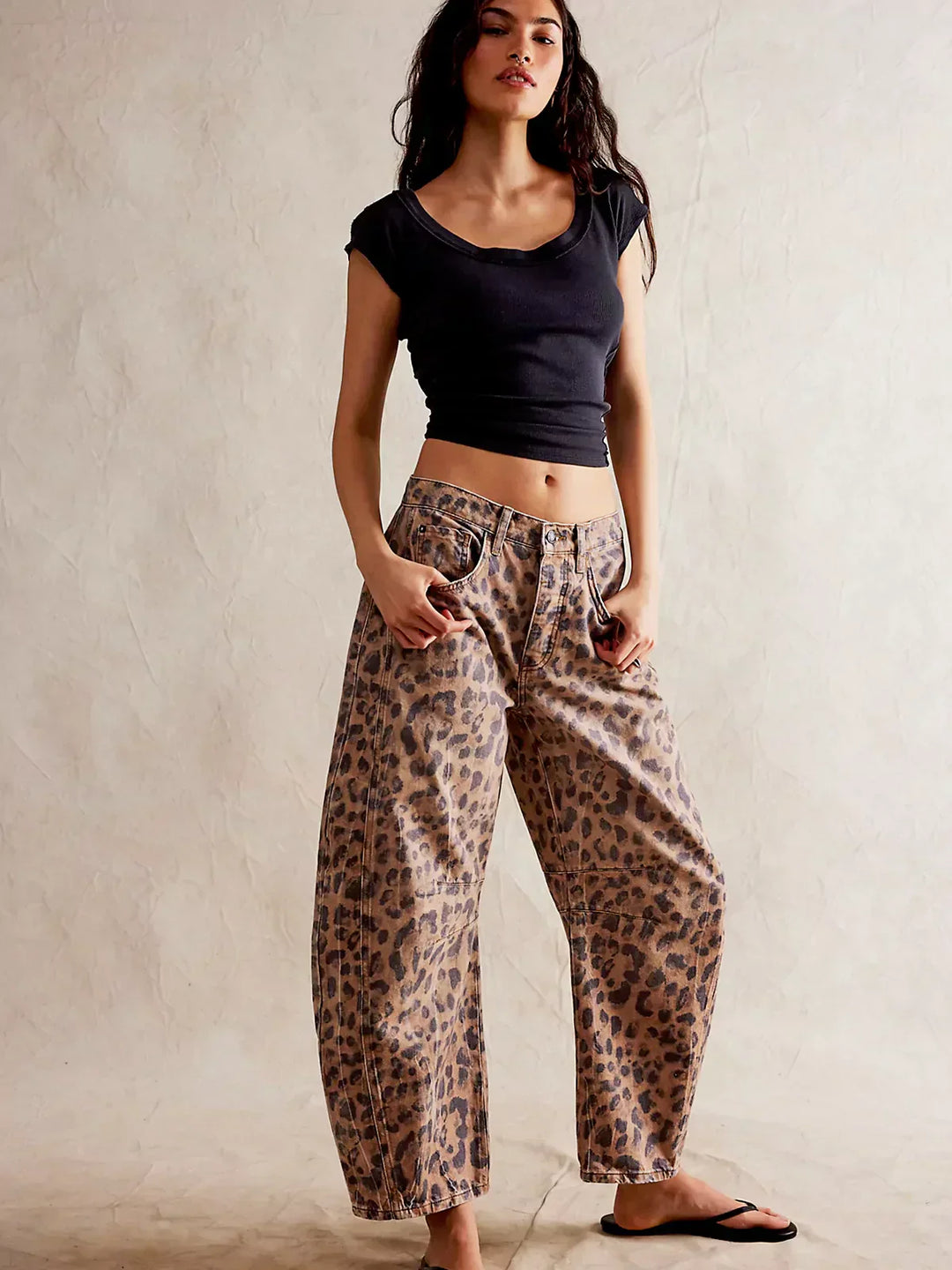 Anastasia | Leopard Print Barrel Jeans