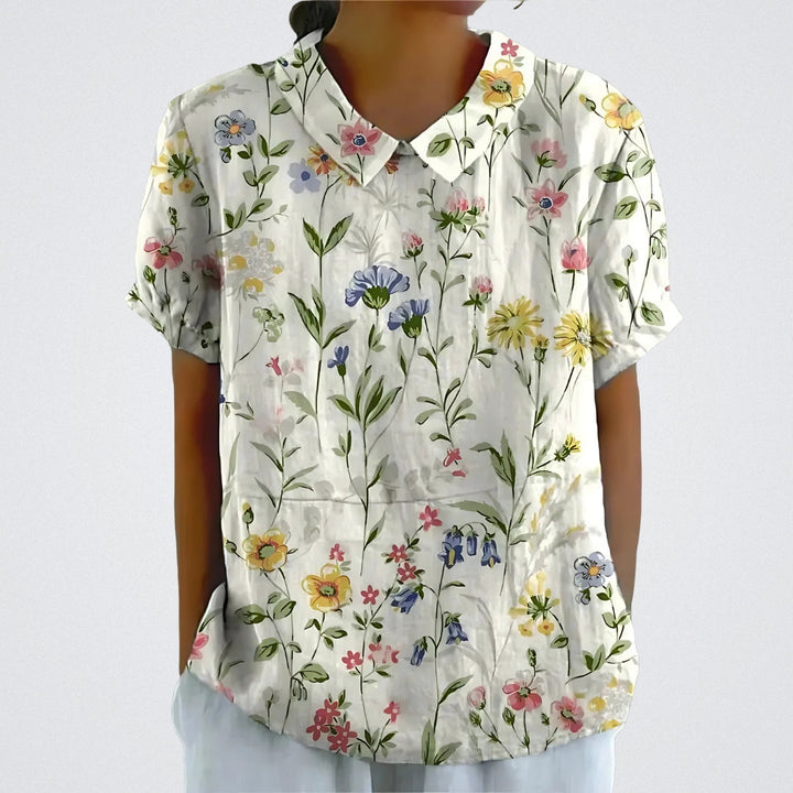 Lina | Bluza lniana w kwiaty