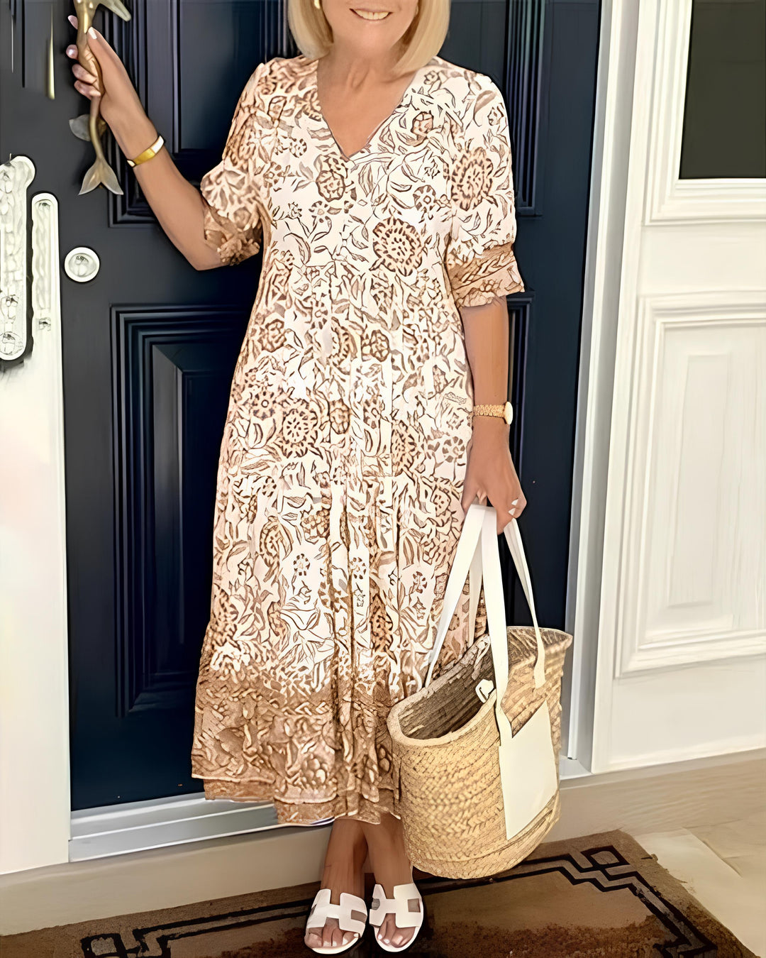 Beverly | Chic V-Neck Bohemian Dress