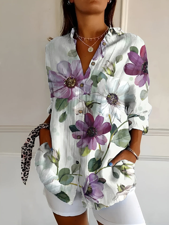 Maia | Floral Wave Cotton Blouse